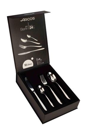 Arcos Juego De Cubiertos Acos Berl&iacute;n 562400 De Acero Inoxidable 18/10 De 3 Mm De Espesor En Estuche De 24 Piezas