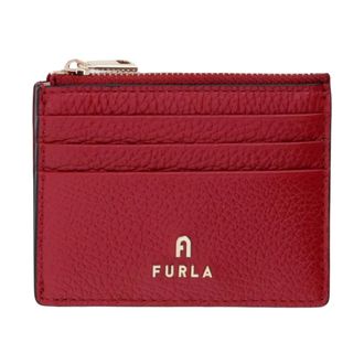 Furla Camelia S kaarthouder - Dames - Accessoires - Rood - Maat: ONE Size Leer