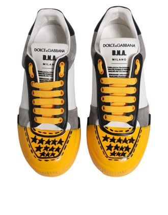 Dolce & Gabbana Mens Multicolor Leather Dna Low Top Sneakers Shoes Calf