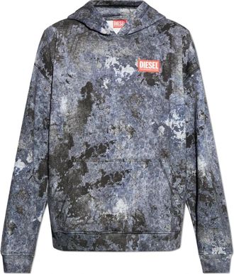 Diesel Hooded Sweatshirt S-Boxt-Hood-R8 - Heren - Hoodies - Grijs - M - Katoen - Hoodies & sweatvesten