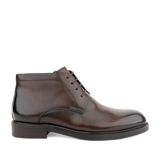 Alberto Gozzi Brown Polished Leather Side Zipper Boots
