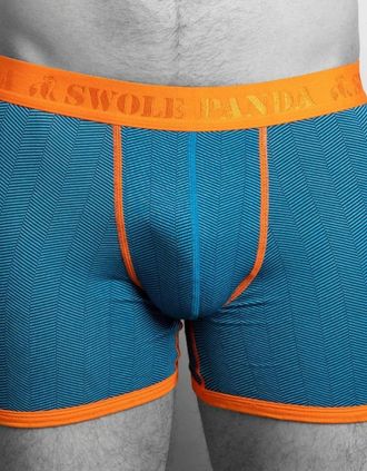Swole Panda Mens Herringbone Bamboo Boxer Brief, Blue/orange - Size: XL 36-40 / 92-102cm