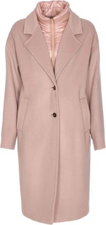 Herno Wollen jas met dubbele knoop - Dames - Mantel - Roze - M - Wol - Jassen