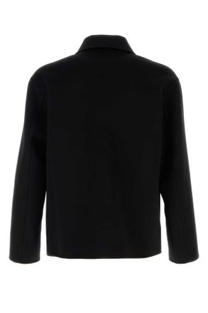 Loewe Mens Black Wool Blend Jacket Exterior: Cashmere Giubbini