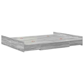 Berkfield Home Storage Bed Frame Grey sonoma 140 x 190 cm Engineered wood