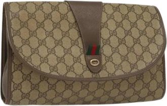 Gucci Pre-owned Clutches, female, Beige, Size: ONE SIZE Pre-owned Canvas Clutch