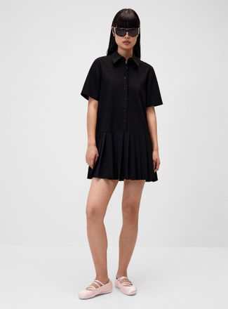 Twik Womens Pleated-skirt shirt-collar dress