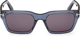 Tom Ford Andy 53mm Square Sunglasses in Navy Blue /Smoke Lens at Nordstrom