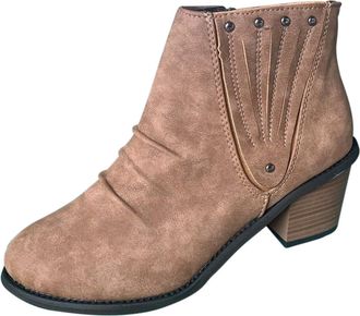 Generic Womens Wide Fit Ankle Boots Womens Walking Ankle Boots Women Booties Winter New Warm Womens Shoes Thick Heel Zipper Booties Rollbacks Cam Walking Boot