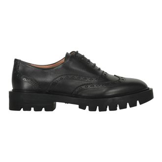 Santoni Laced Shoes, female, Black, Size: 8 1/2 US Leather shoes