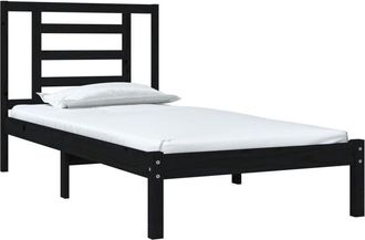 vidaXL Estructura de cama madera maciza individual negra 75x190 cm Vidaxl
