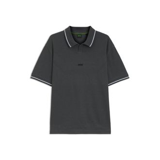 BOSS Relaxed-fit polo shirt in cotton with mesh pattern
