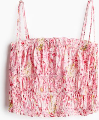 H&M Gesmoktes Top mit Bindeträgern - Pink