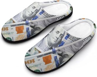 Generic US Dollar Mens House Slippers Memory Foam Washable Cotton Slip on Home Shoes