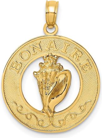 Diamond2Deal 14k Yellow Gold BONAIRE Circle with Conch Shell Charm Pendant