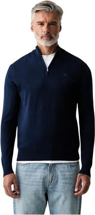 Hackett Quarter-Zip Katoenen Trui - Heren - Truien - Blauw - Maat: 2XL Katoen