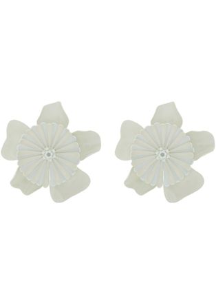Chlo&eacute; The Chlo&eacute; Bloom Enamelled Clip-on Drop Earrings - White - One Size