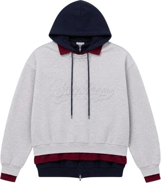 Balenciaga Frayed Script Layered Crewneck - Heren - Hoodies - Grijs - L - Hoodies & sweatvesten