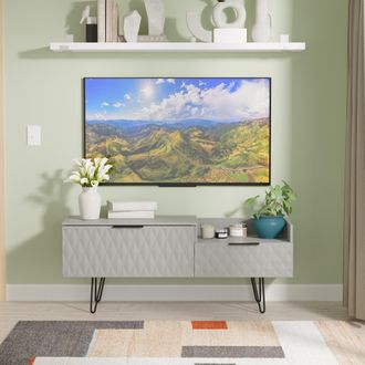 Lewis's Harlequin 2 Drawer Coffee TV Unit in Dusk Grey - Ready Assembled - Lewiss Home | TJ Hughes