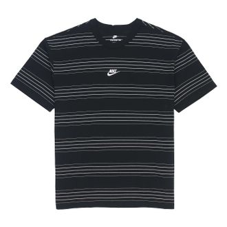 Nike Mens Nike Brand logo Stripe Round Neck Short Sleeve Black T-Shirt DQ1117-010