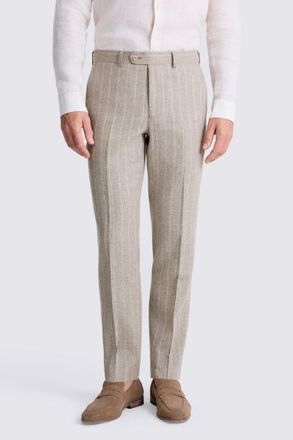 Moss Tailored Fit Taupe Stripe Trouser
