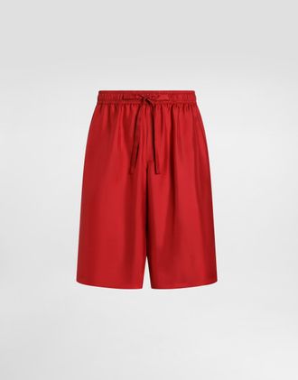 Dolce & Gabbana Vanity Silk Twill Bermuda - Man Pants And Shorts Red 44