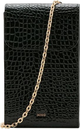 Mango Croc Embossed Faux Leather Phone Crossbody Bag in Black at Nordstrom