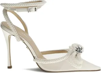 Mach & Mach Pearl Bow Mesh Heeled Pumps