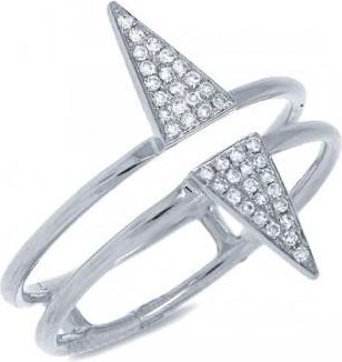 Allurez 0.11ct 14k White Gold Diamond Pave Triangle Ring