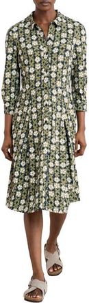 Seasalt Cornwall Cudden Print Organic Cotton Blend Midi Dress in Clay Stamp Moss at Nordstrom, Size 14 Us
