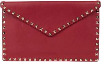 Valentino Pre-owned Clutches, female, Red, Size: ONE SIZE Pre-owned Rockstud Envelope Clutch Bag