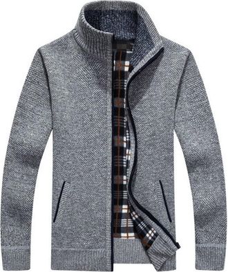 Generic Mens Knitted Cardigans Full Front Zip Closure Zipper Cardigan Mens Full Zip Cardigan Thick Knitted Zipper Pattern Cardigan Sweater Full Zip Front Stan