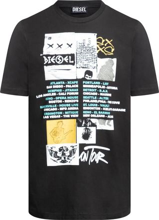 Diesel Heren T-shirt met Just Rock-print, normale pasvorm (Kaviaar)