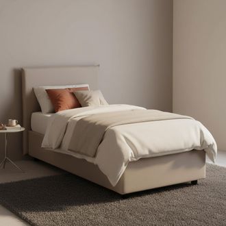 Talamo Italia Talamo Italia Cama Individual Brunella, Cama Contenedor Con Revestimiento De Tela, 100% Made In Italy, Apertura Frontal, Con Colch&oacute;n Cm 80x190 Incluid