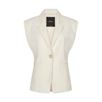 Pinko Pinko, Jassen, Dames, Wit, M, Leer, Floella Vest