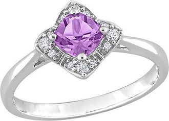 Rina Limor Silver 0.71 Ct. Tw. Diamond & Amethyst Halo Ring