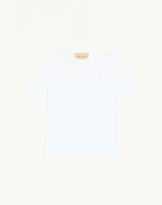 Valentino T-Shirt Valentino in cotone con VGold Uomo BIANCO XS