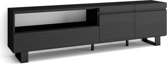 Skraut Home Mueble tv efecto madera negro 200x35x57cm con patas