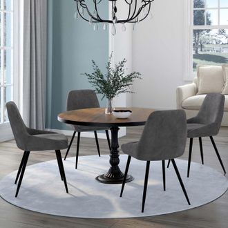 IDMarket Lote De 4 Sillas Thalya De Terciopelo Gris Oscuro Con Reposabrazos