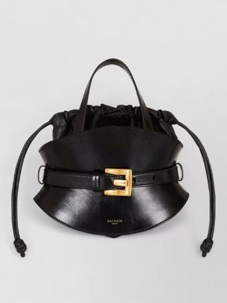 Balmain shuffle mini leather bucket shoulder bag