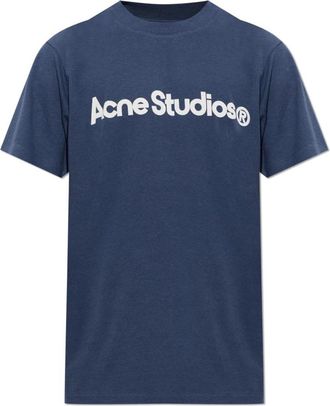 Acne Studios Graphic T-shirt - Heren - T-shirts - Blauw - S/M - Katoen - Tops