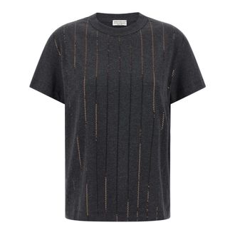 Brunello Cucinelli Dames, Tops, Grijs, Maat: S Katoen