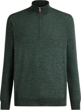 Kiton Truien & Vesten, Heren, Groen, M, Linnen, Zijde Kasjmier Linnen Polo Hals Top