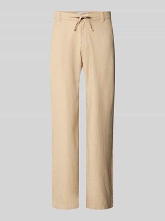 Selected Loose Fit Hose aus Baumwoll-Leinen-Mix Modell BRODY in Beige Melange, Gr&ouml;&szlig;e XL