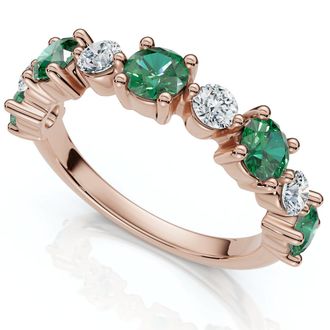 Pompeii3 1Ct Sylvia Emerald & Diamond Anniversary Ring Gold Lab Grown