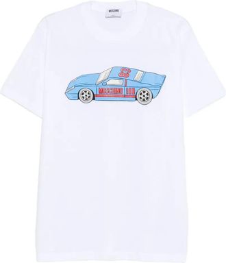 Moschino Colorful Graphic Sports Car T-Shirt With Classic Crew Neckline