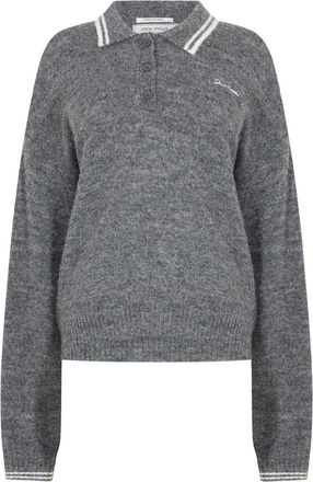 Jack Wills Gebreid poloshirt met kraag voor dames (Houtskool)