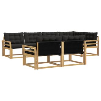vidaXL Conjunto De Sof&aacute;s De Exterior Con Coj&iacute;n 7 Pcs Blanco Y Negro Vidaxl