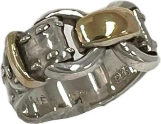 Herm&egrave;s Gold Silver Yellow Gold (18K) Silver 925 Band Ring (Pre-Owned)