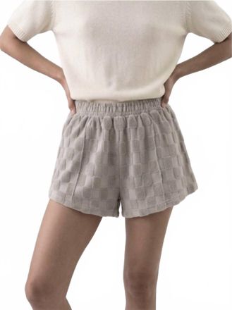 Nia Checkered Terry Shorts In Heather Grey